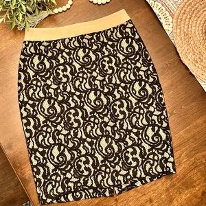 Loft black and nude skirt